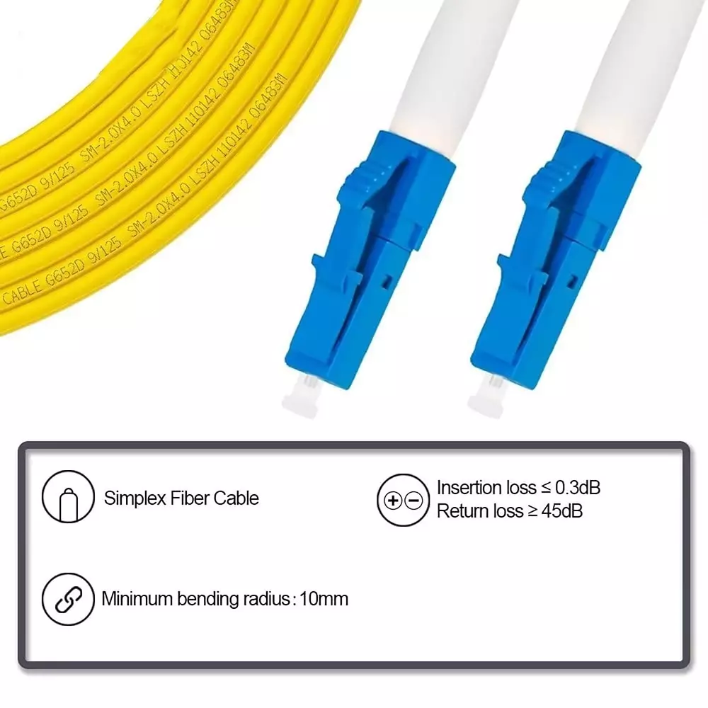 LOTA Fiber Optic Cable High-Speed Single Mode SC/UPC to SC/UPC Simplex Connector Yellow & Blue 20 m, ‎MST-3095-LT