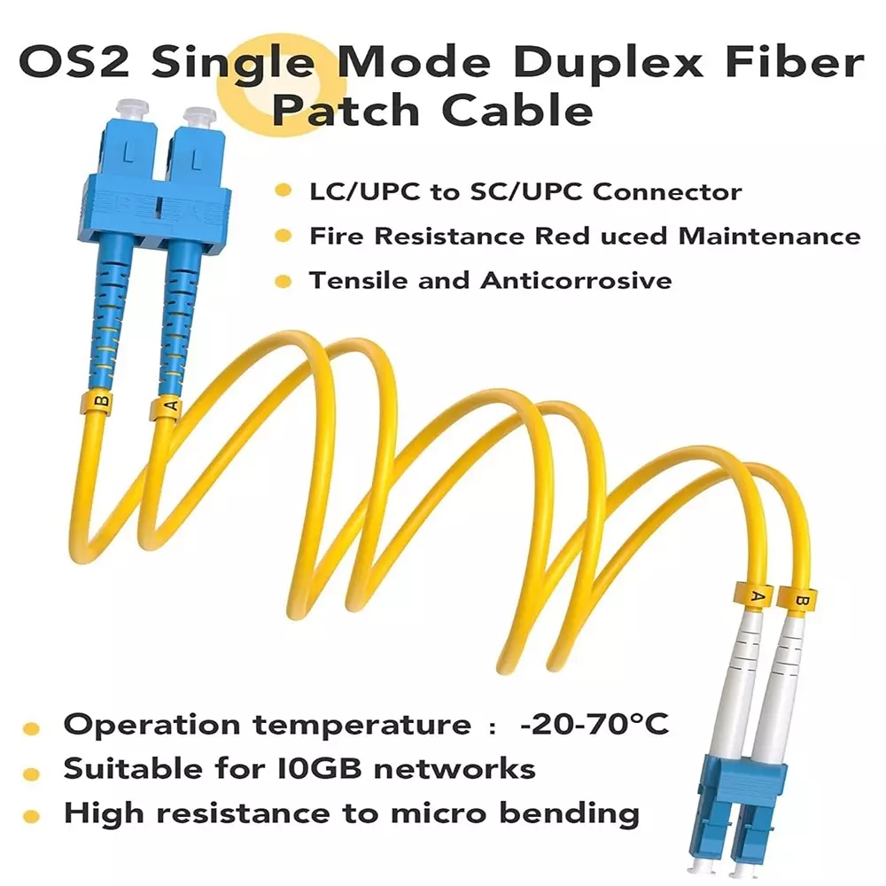 LOTA Duplex Fiber Optic Cable High-Speed Single Mode LC/UPC to LC/UPC Connector Multi Color 3 m, ‎MST-3110-LT