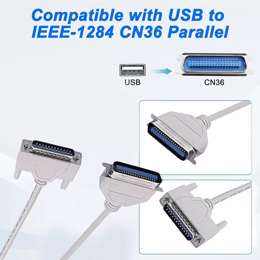 LOTA LPT Parallel Printer Cable 36-Pin Connector White 5 m for Dot Matrix & Legacy Inkjet Printers, ‎MST-1414-LT