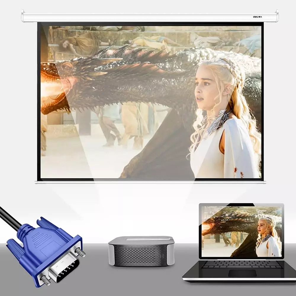 LOTA High-Quality VGA to VGA Cable Male to Male 15-Pin Black & Blue 1.8 m, MST-785-LT