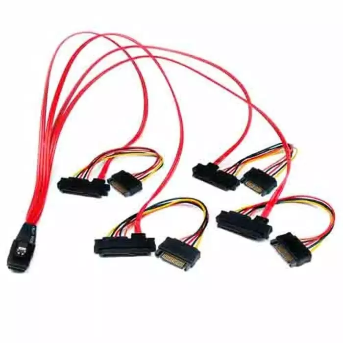 StarTech.com Male Internal Mini-SAS to Female Male SATA Power x 4 & SFF-8482 x 4 Cable 500 mm, SAS808782P50