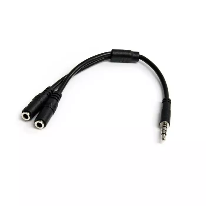 StarTech.com Male 3.5mm Stereo Jack to Female 3.5mm Stereo Jack x 2 Aux Cable Black, MUYHSMFF