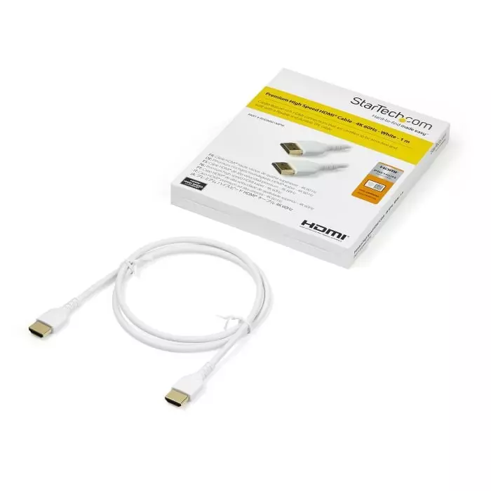 StarTech.com Male HDMI to Male HDMI Cable Premium High Speed 4K @ 60Hz 1 m, RHDMM1MPW