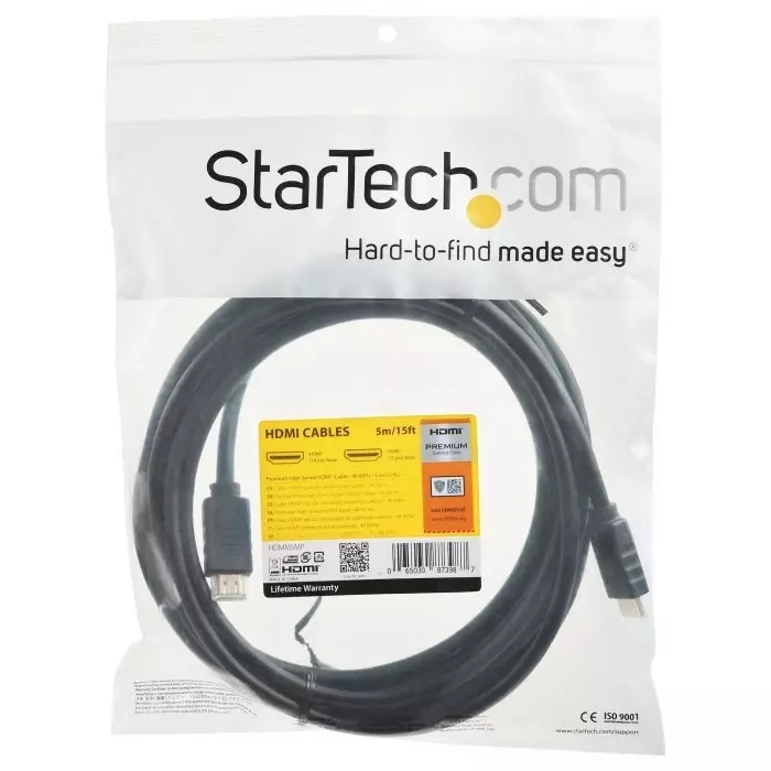 StarTech.com Male HDMI to Male HDMI Cable Premium High Speed 4K @ 60Hz 5 m, HDMM5MP