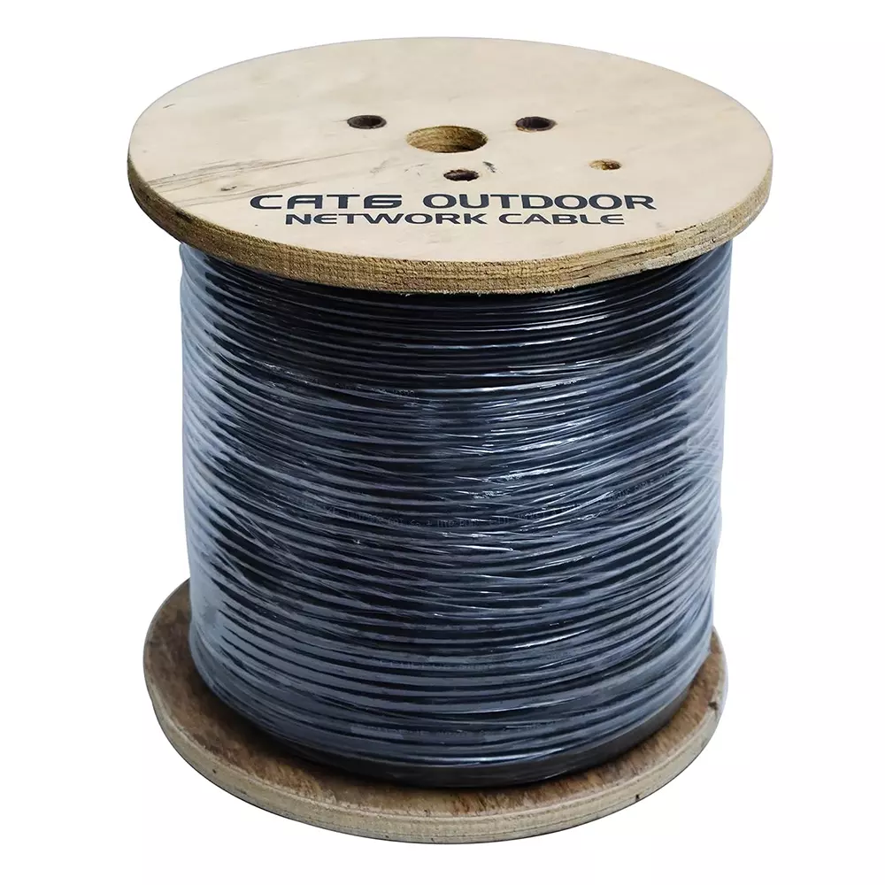 EVTeq UTP CAT6 Ethernet Cable 0.57 Gauge F R Fresh PVC Copper 305 m Drum Packing Black for Outdoor Use, EV-EC6-C-305MOAP