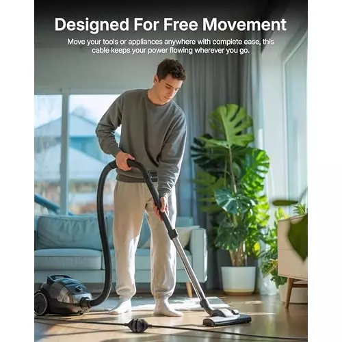 FEDUS Power Extension Cord Wire 3000 W TYPE-D 1.5 m Cable Length Male to Female 16 A Black