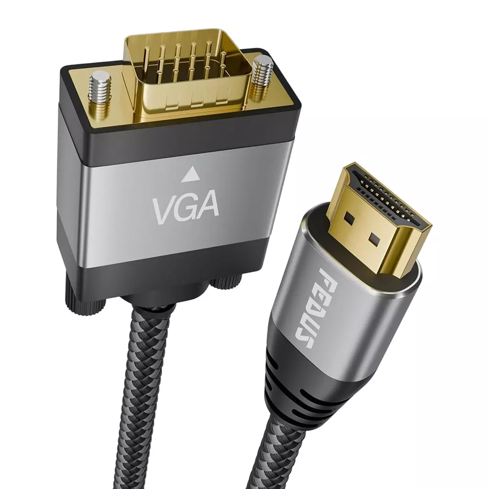 FEDUS HDMI to VGA Cable Male to Male 2 m Cable Length 1920x1080 Resolution