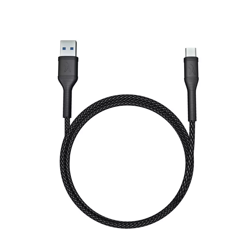 FINGERS USB-A to USB-C Cable 1 m Cable Length Cotton Braided Material 480 Mbps Transfer Speed Zebra Color, RuggTwist-C02
