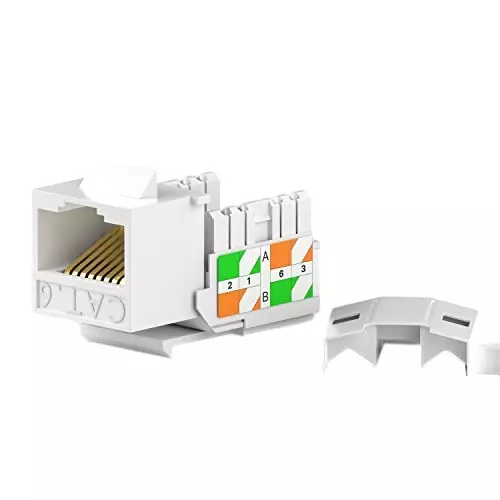 FEDUS Cat6 RJ45 Keystone Jack Adapter ‎White