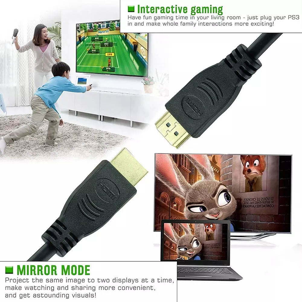 FEDUS HDMI Cable Male to Male Black 5 m Gold Plated