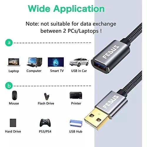 FEDUS 3.0 USB Extension Cable Grey 10 m