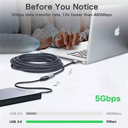 FEDUS 3.0 USB Extension Cable Grey 10 m