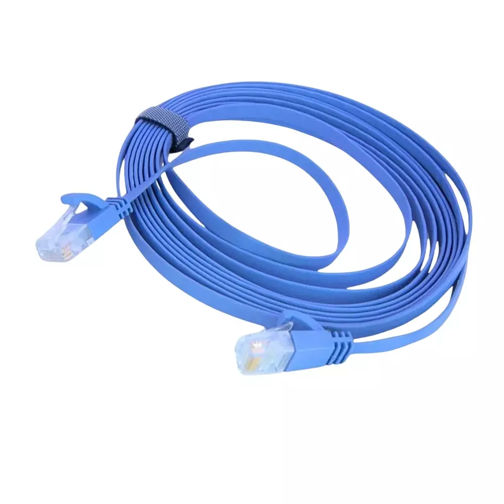 SETMI INDIA Flat Ethernet Cable Cat6 PVC 2 m, Blue