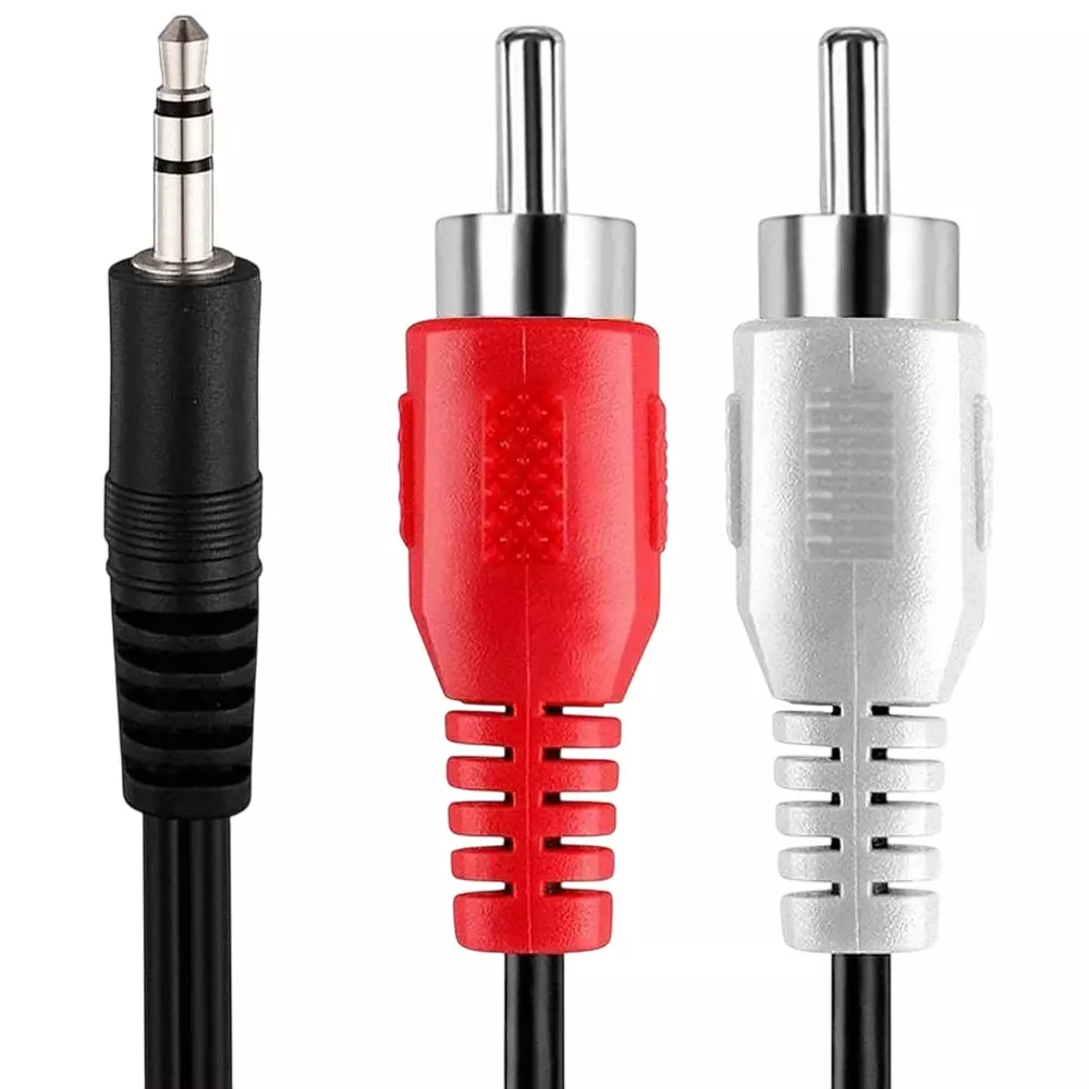 FEDUS Stereo Audio Male to 2 RCA Male Cable 3.5 mm Jack Black 10 m