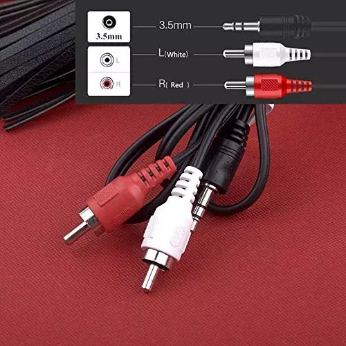 FEDUS Stereo Audio Male to 2 RCA Male Cable 3.5 mm Jack Black 10 m