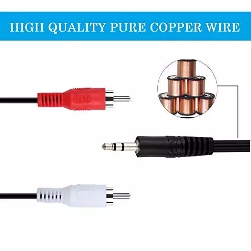FEDUS Stereo Audio Male to 2 RCA Male Cable 3.5 mm Jack Black 10 m