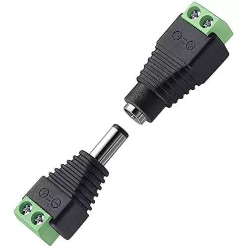 FEDUS DC Power Jack Plug Adapter Connector 12 V 24 V Male Female for CCTV Camera/Led Strip Light (Pack of 15 Pairs)