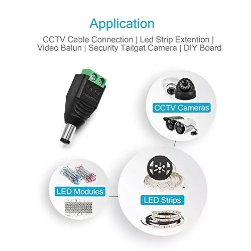 FEDUS DC Power Jack Plug Adapter Connector 12 V 24 V Male Female for CCTV Camera/Led Strip Light (Pack of 15 Pairs)