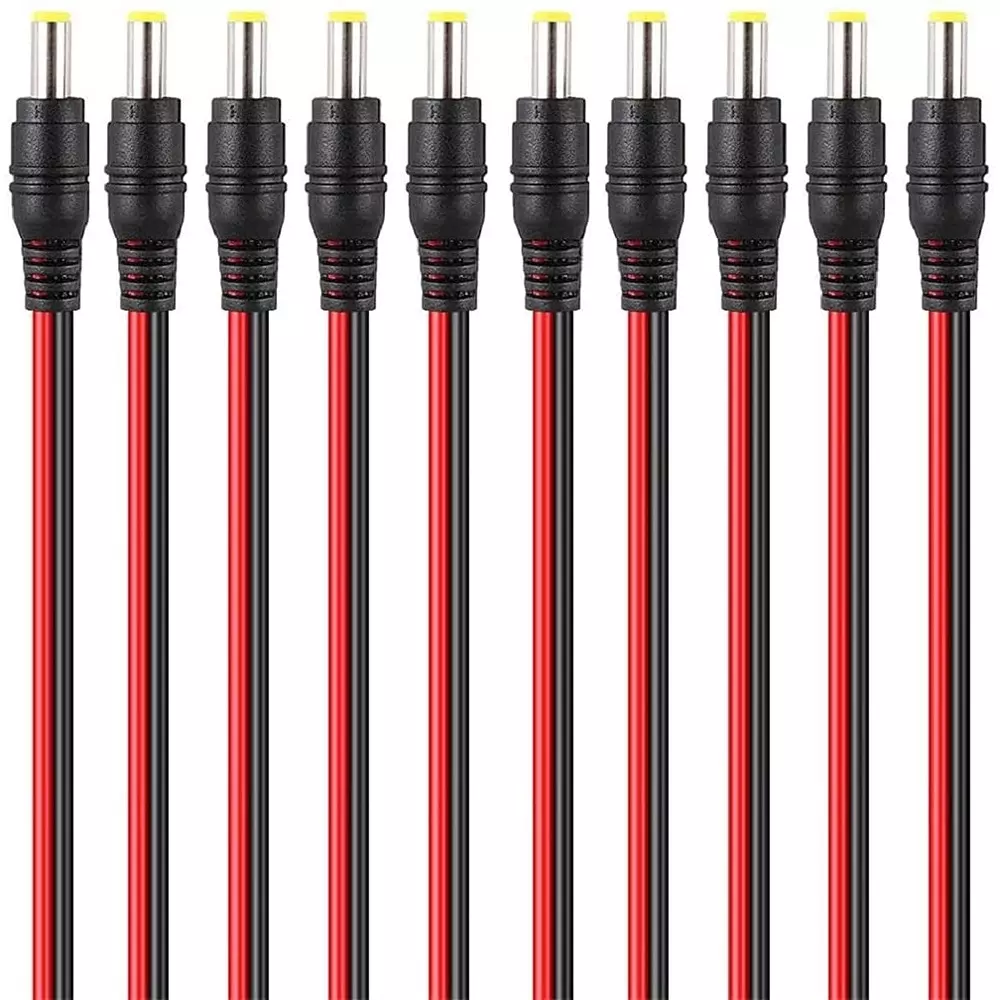 FEDUS DC Power Pigtail Connectors 30 cm for CCTV Surveillance Camera (Pack of 10 Pcs)