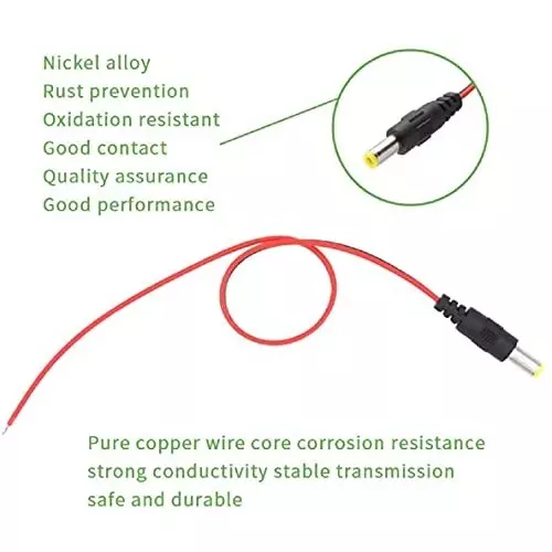 FEDUS DC Power Pigtail Connectors 30 cm for CCTV Surveillance Camera (Pack of 10 Pcs)