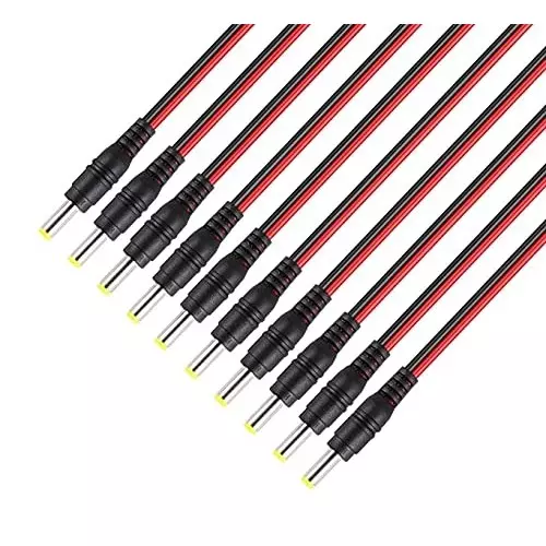 FEDUS DC Power Pigtail Connectors 30 cm for CCTV Surveillance Camera (Pack of 10 Pcs)