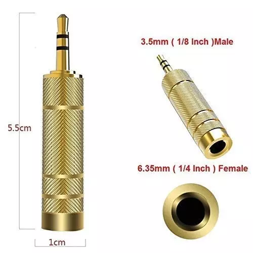 FEDUS Female to Male Headphone Audio Stereo Sound Adapter Plug 6.35 to 3.5 mm Gold Plated