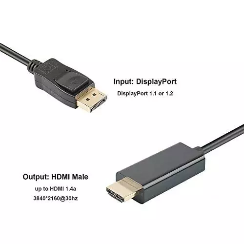 Mak World Display Port to HDMI Converter Cable 5 m ‎Male-to-Male For Lenovo, Dell, HP, ASUS etc Black