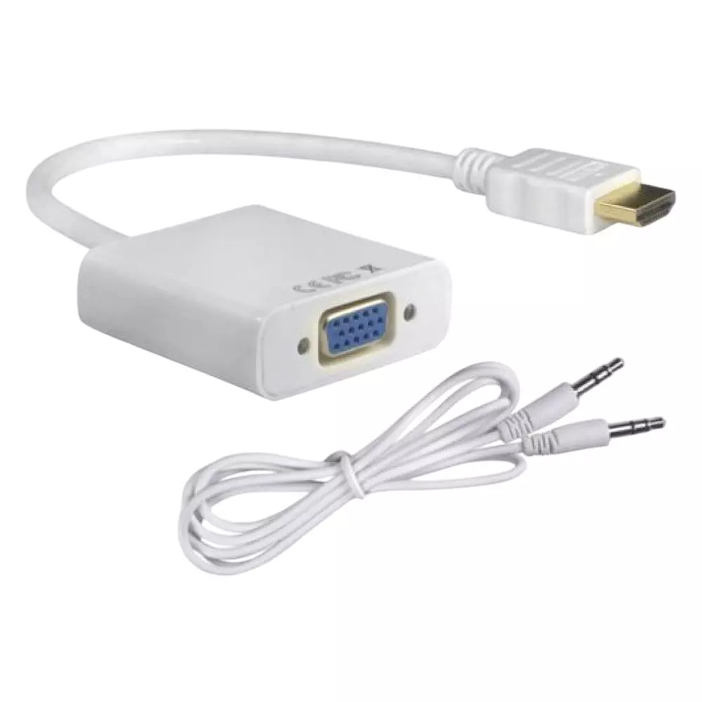 LOTA HDMI Male to VGA Female Video Converter Adapter with Audio Cable, MST-823-white-LT
