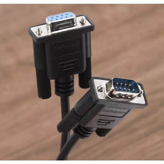 StarTech.com Male 9 Pin D-sub to Female 9 Pin D-sub Serial Cable 2 m PVC, MXT1002MBK