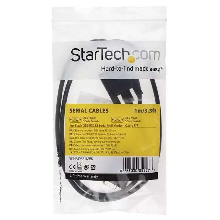 StarTech.com Female 9 Pin D-sub to Female 9 Pin D-sub Serial Cable 1 m PVC, SCNM9FF1MBK