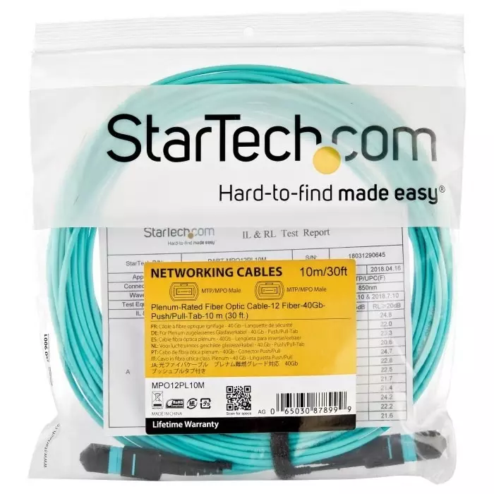 mpo12pl10m-startechcom-startechcom-mpo-to-mpo-multi-mode-om3-fibre-optic-cable-50125im-aqua-10m-196-3842-rs