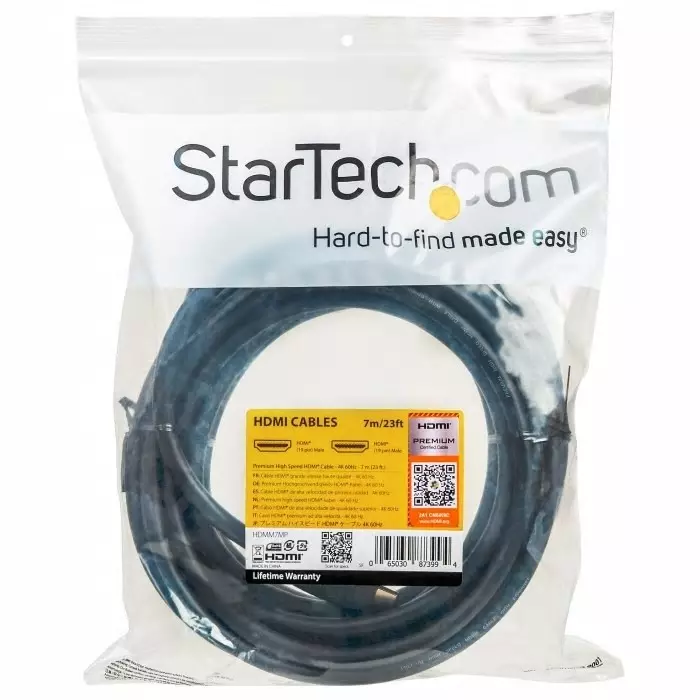 StarTech.com Male HDMI to Male HDMI Cable Premium High Speed 4K @ 60Hz 7 m, HDMM7MP