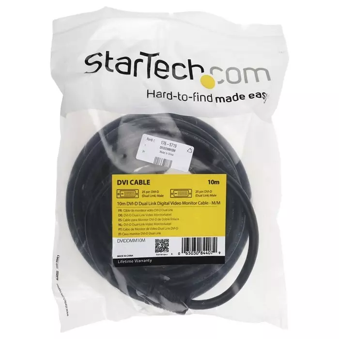 StarTech.com Male DVI-D Dual Link to Male DVI-D Dual Link Cable 10m Black, DVIDDMM10M