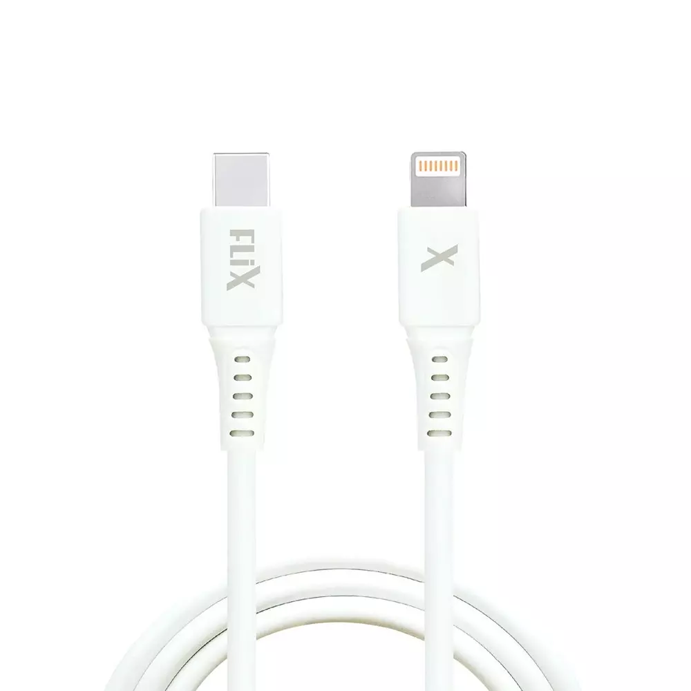 Flix Beetel USB Type C to Lightning Cable 20 W 480 Mbps Data Transfer Rate 1 m Cable Length White, XCD-RPCL120