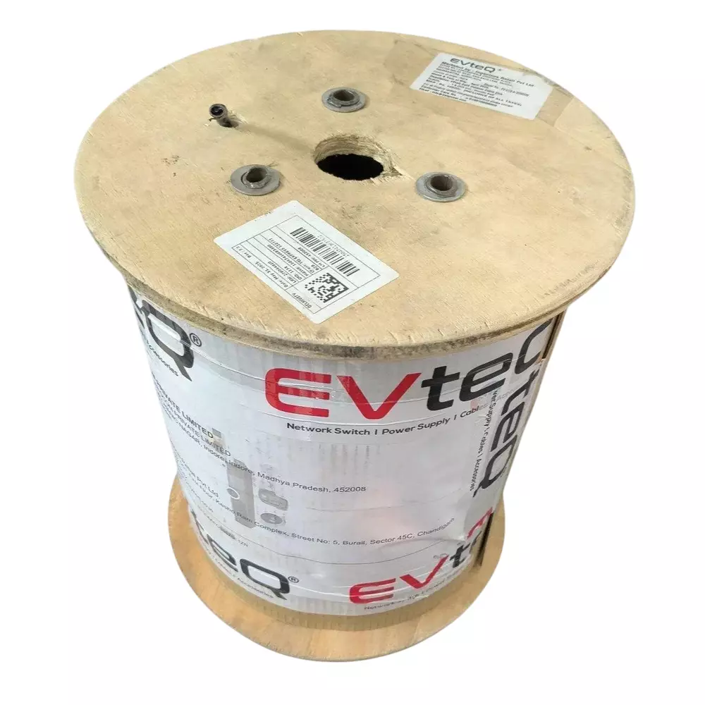 EVTeq CCA CAT6 Ethernet Cable 0.51 Guage LDPE PVC Single Jacket 305 m Drum Packing White for Outdoor Use, EV-EC6-A-305YOV