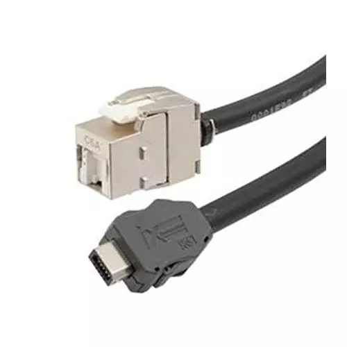 L-COM Enet Cord, Ix B Plug-Rj45 Jack, 7.9", TRGIX606EC-BLK-20CM