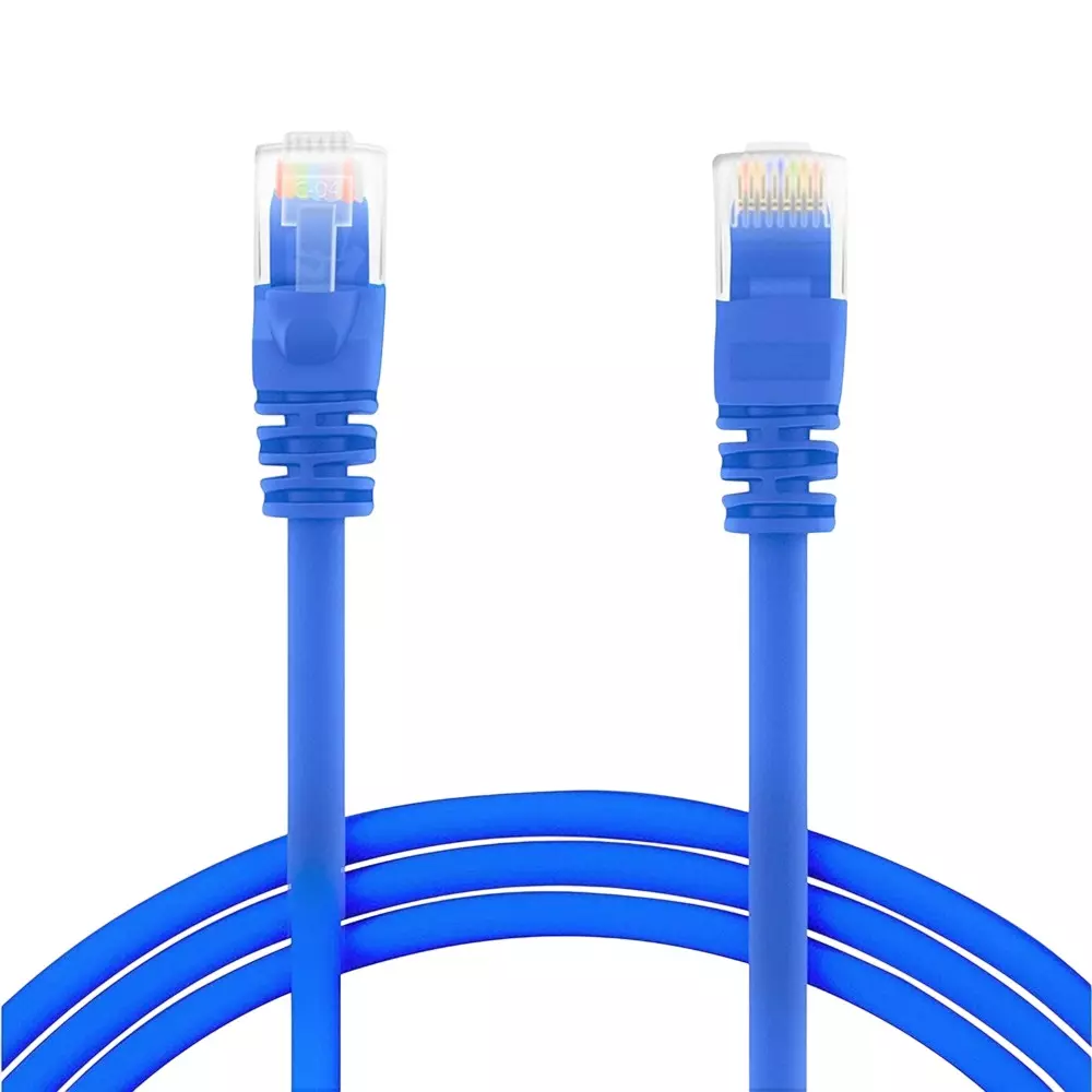 MakWorld Cat6 Ethernet LAN Patch Cable 1 m 10 Gbps High-Speed 550 Mhz Bandwidth with Gold-Plated RJ45 Connector, Blue