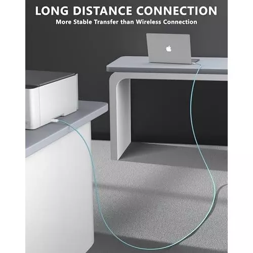 FEDUS USB A Male To USB B 2.0 Male Cord Cable Cyan and White 1.5 m