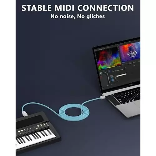 FEDUS USB A Male To USB B 2.0 Male Cord Cable Cyan and White 1.5 m