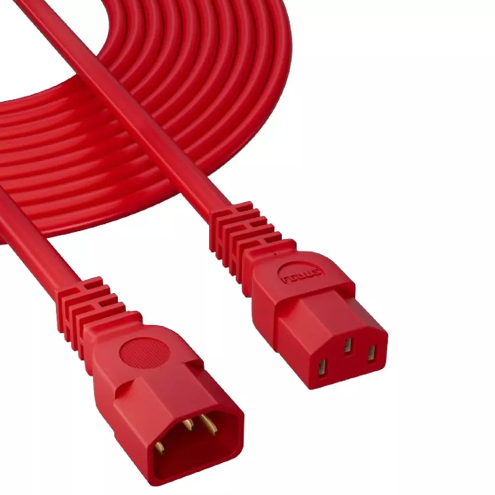 FEDUS Male to Female Power Extension Cord Cable 10 Amp 18 AWG 3 m Red