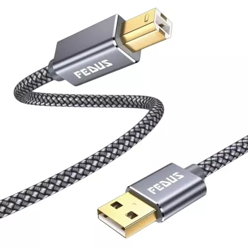 FEDUS USB A to Male To USB B 2.0 Cable ‎Gray Gold Plated 15 m