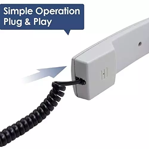 FEDUS 4P4C Spring Telephone Handset Cable Black 1.2 m (Pack of 3 Pcs)