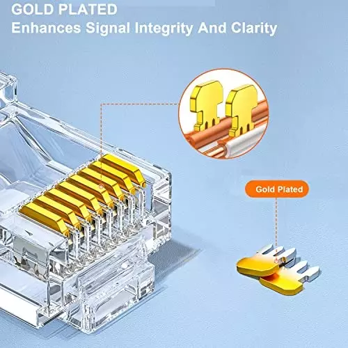 FEDUS RJ45 Cat6 Lan Connectors and Strain Relief Boots ‎Transparent for Solid or Stranded UTP Network (Pack of 30 Pcs)