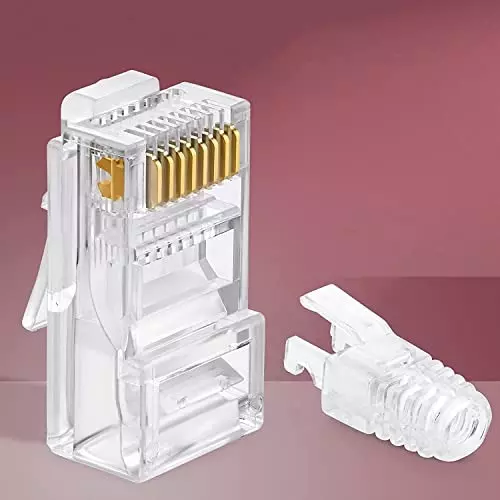 FEDUS RJ45 Cat6 Lan Connectors and Strain Relief Boots ‎Transparent for Solid or Stranded UTP Network (Pack of 60 Pcs)