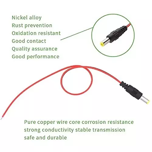 FEDUS DC Power Pigtail Connectors 30 cm for CCTV Surveillance Camera (Pack of 40 Pcs)
