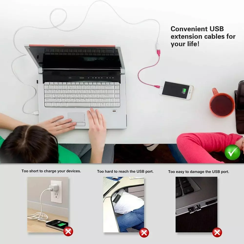 LOTA USB 2.0 Male A to Female A Extension Cable High Speed White 5 m, ‎MST-789-LT