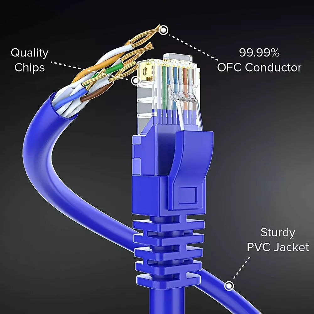 LOTA Cat6 Ethernet Cable High Speed PVC Blue 1.5 m with RJ45 Connector, ‎MST-3112-LT