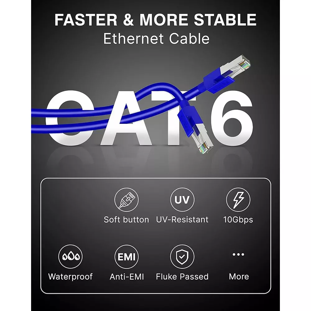 LOTA Cat6 Ethernet Cable High Speed PVC Blue 1.5 m with RJ45 Connector, ‎MST-3112-LT
