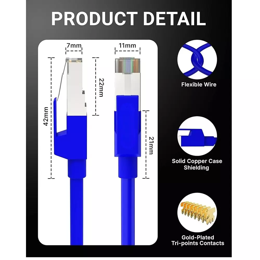 LOTA Cat6 Ethernet Cable High Speed PVC Blue 1.5 m with RJ45 Connector, ‎MST-3112-LT