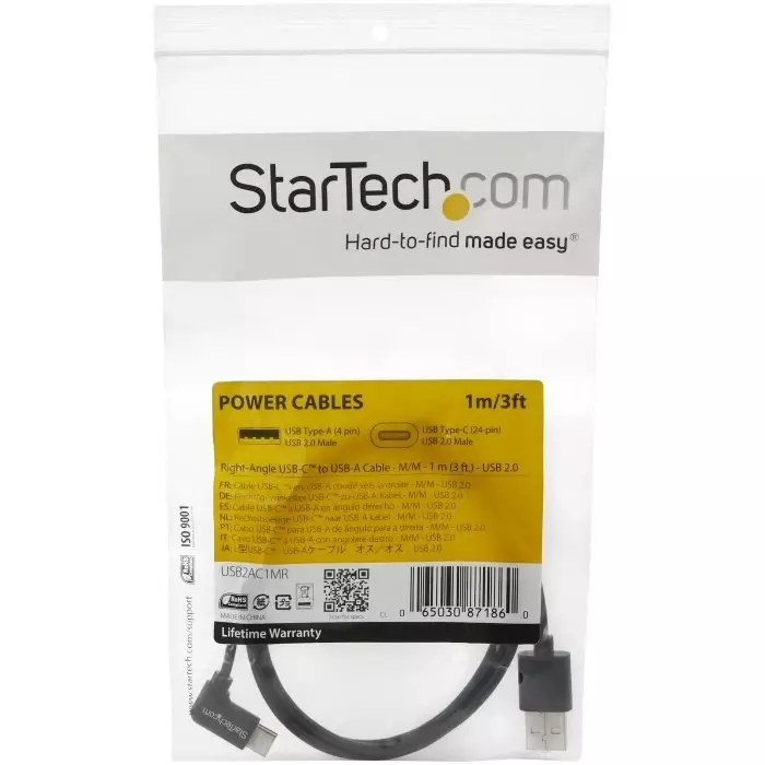 StarTech.com Male USB A to Male USB C Cable 480 Mbps USB 2.0 1m, USB2AC1MR